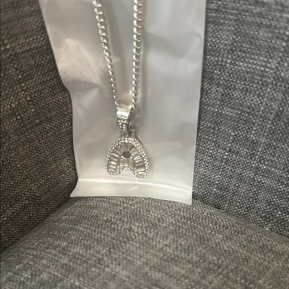 Jewelry - MZ Letter A Initial Alphabet Silver Plated Cubic Zirconia Unisex Necklace